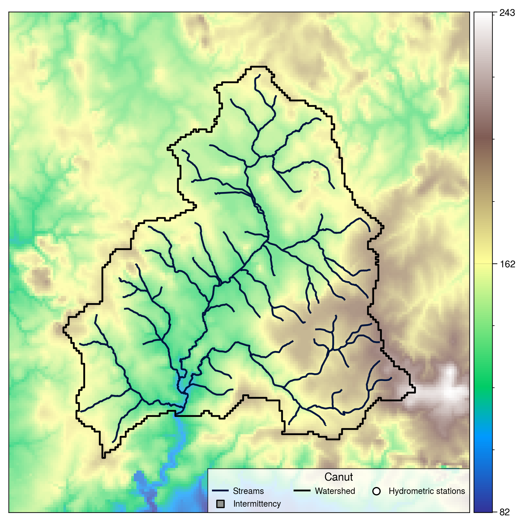Basin DEM panel used as the visual contract for custom DEM data
